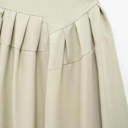 Onbely robe longue trapèze unicolore plissé col asymétrique mode tous les jours bureau