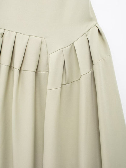 Onbely robe longue trapèze unicolore plissé col asymétrique mode tous les jours bureau