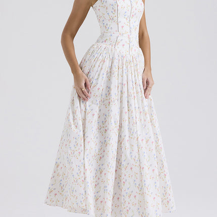 Onbely robe de soirée longue à fines brides imprimé à fleurie bal de promo