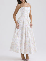 Onbely long evening dress with thin straps in floral print for prom