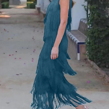 Onbely mi-longue robe unicolore une épaule col asymétrique mode élégant tous les jours bureau