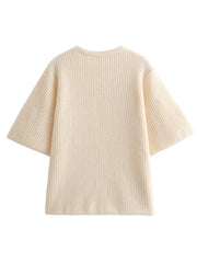 Onbely t-shirt crochet cerise col rond pour femme décontracté
