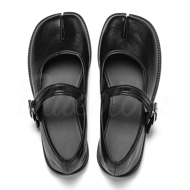 Black Tabis Mary Jane Shoes with Split Toe