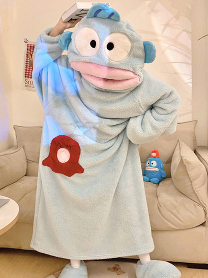 Onbely pyjama combinaison adulte animaux poisson bleu oversized