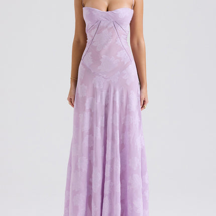 Onbely robe de soirée longue élégante à fines brides en jacquard pour un mariage femme cérémonie