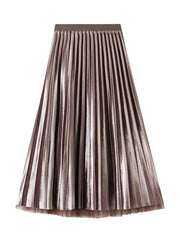 Onbely elegant women's pleated velvet tulle long skirt