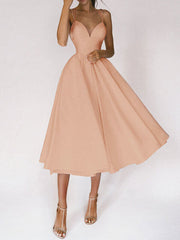 Onbely mid-length A-line dress with thin straps elegant cocktail dress