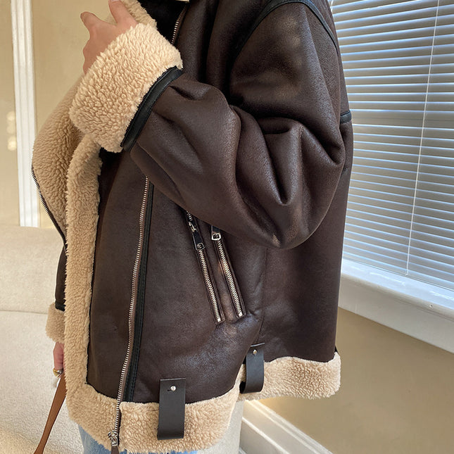 Onbely manteau aviateur avec poches pour femme mode hiver