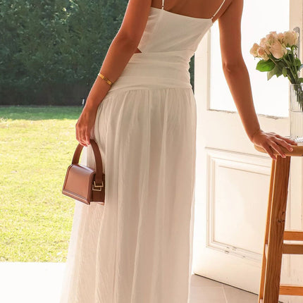 Onbely Robe de soirée longue à découpes latérales et col en V élégante pour bal de promo boho dress