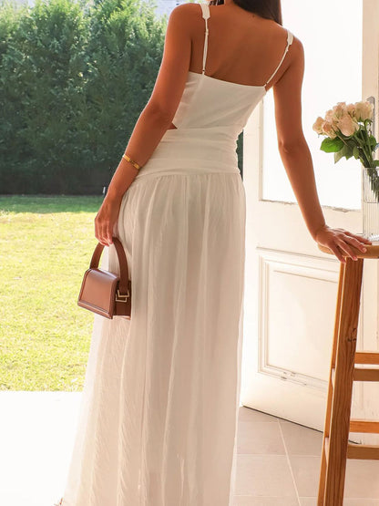 Onbely Robe de soirée longue à découpes latérales et col en V élégante pour bal de promo