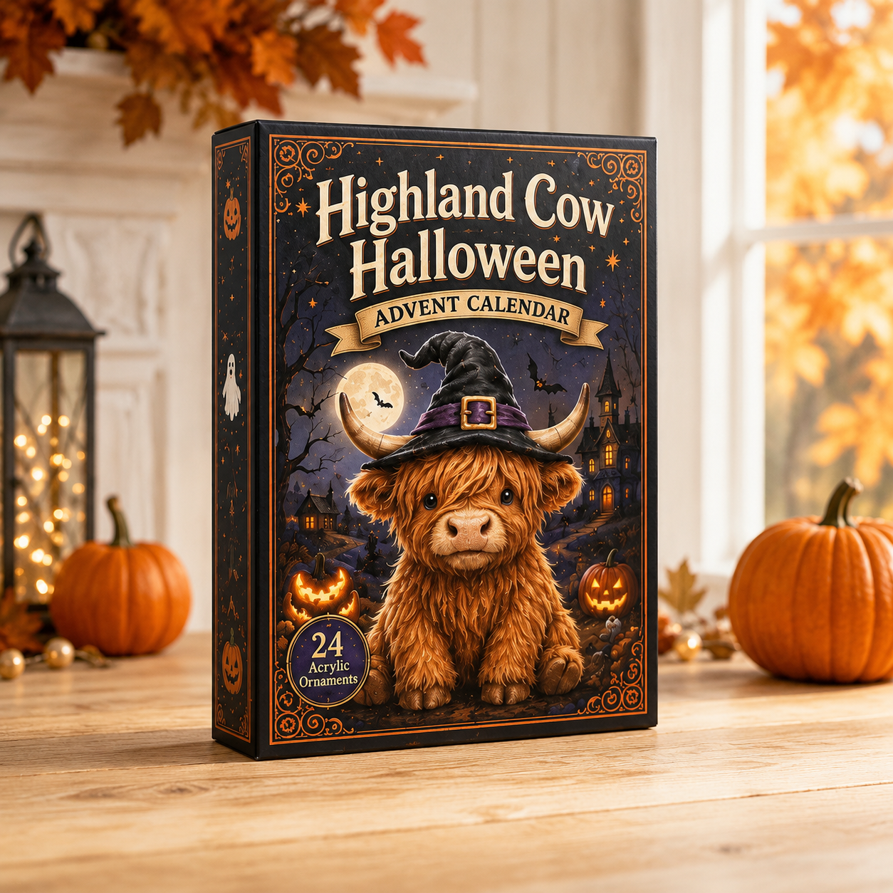 Highland Cow Halloween Advent Calendar 2026 - 24-Day Festive Countdown, Acrylic Charms Blind Box - Gift For Cute Collectors