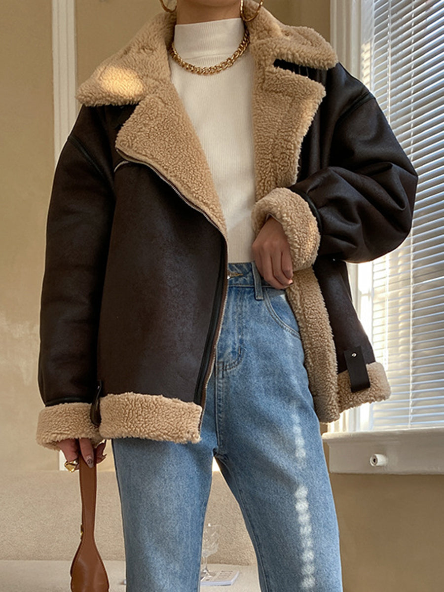 Onbely manteau aviateur avec poches pour femme mode hiver