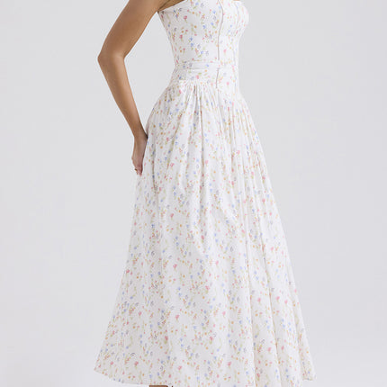 Onbely robe de soirée longue à fines brides imprimé à fleurie bal de promo