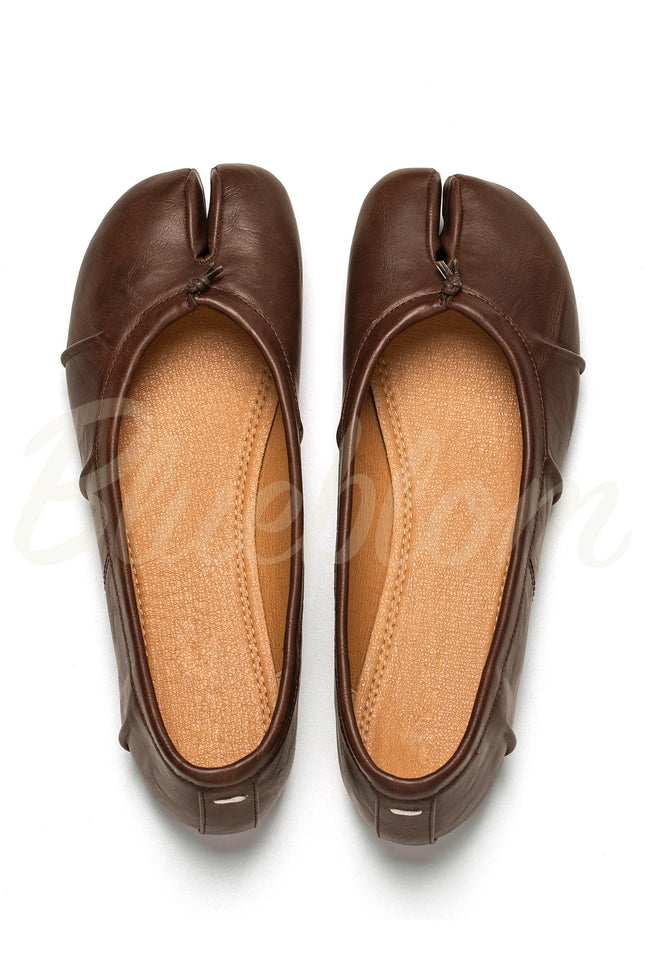 Ballerines Tabis à Bout Fendu Marron - Style Minimaliste