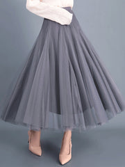 Onbely long tulle skirt elastic waist for women fashion