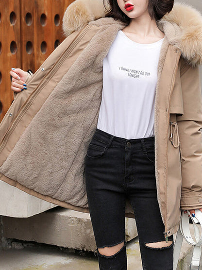 Onbely parka mi-longue doublé polaire à capuche femme hiver
