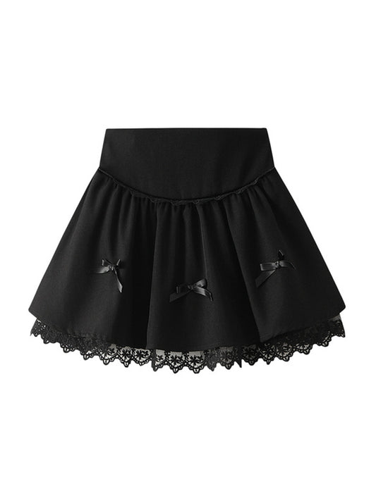 Onbely Jupe à gâteau courte en dentelle avec nœud papillon pour femme