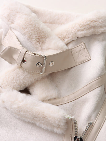 Onbely manteau aviateur en suédine doublé polaire femme hiver mode