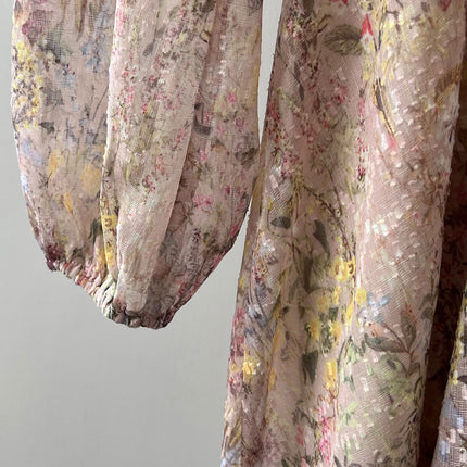 Onbely robe longue imprimé à fleurie manches longues élégant - onbely