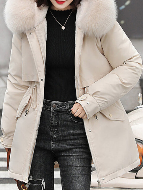 Onbely parka mi-longue doublé polaire à capuche femme hiver