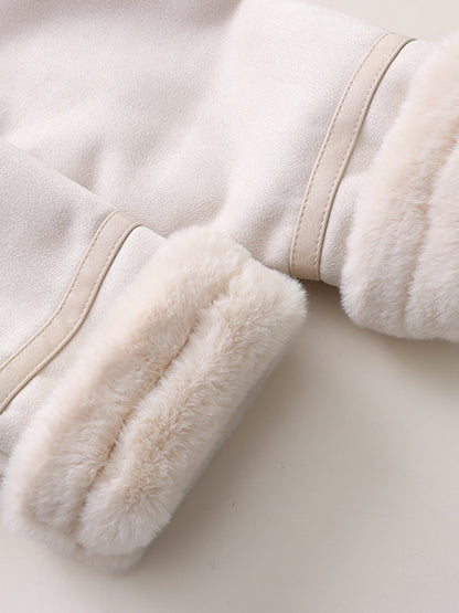 Onbely manteau aviateur en suédine doublé polaire femme hiver mode