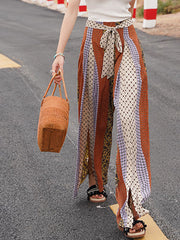 Onbely long wide leg flared slit bohemian pants