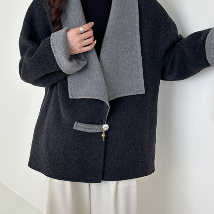 Onbely manteau en laine couleur bloc femme mode