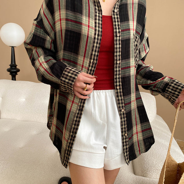 Onbely chemise carreaux boutonnage avec poches oversized