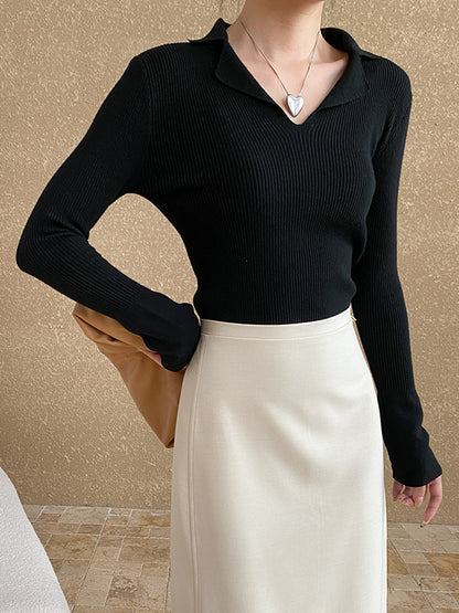 Onbely pull en maille moulante polo pour femme