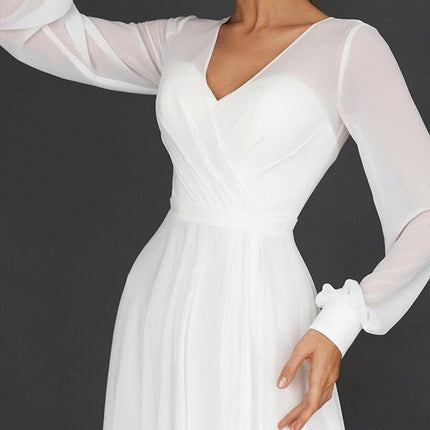 Onbely robe longue mousseline manches longues blanche - onbely