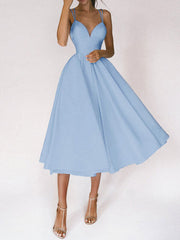 Onbely mid-length A-line dress with thin straps elegant cocktail dress