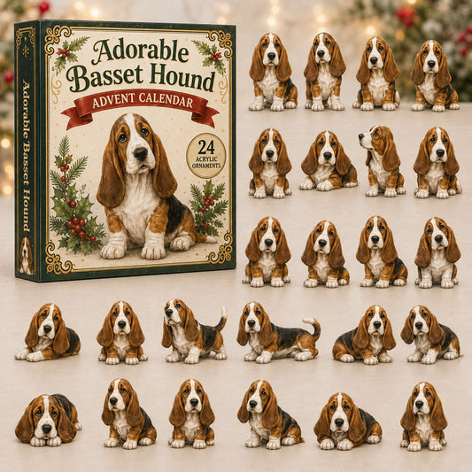 Adorable Basset Hound Advent Calendar 2026 - 24-Day Festive Countdown