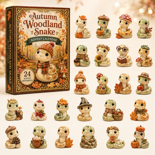 CHRISTMAS KICKOFF 40% OFF - Autumn Woodland Snake Advent Calendar 2026 - 24-Day Festive Countdown, Acrylic Charms Blind Box - Gift For Snake Lovers