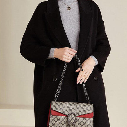 Onbely mi-longue manteau en laine double boutonnage épaule tombante femme