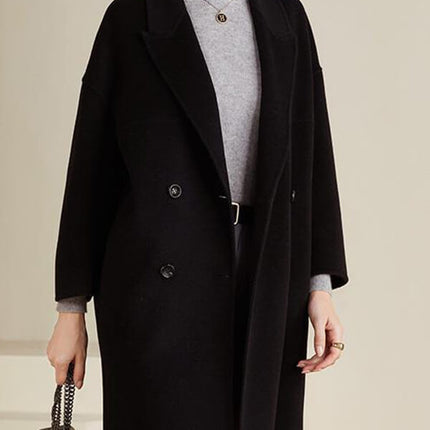 Onbely mi-longue manteau en laine double boutonnage épaule tombante femme