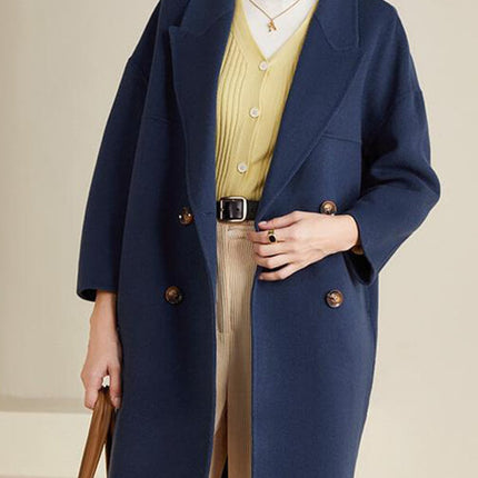 Onbely mi-longue manteau en laine double boutonnage épaule tombante femme