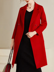 Onbely mid-length wool coat with pockets for women casual fashion