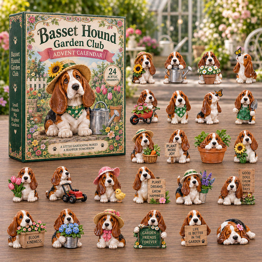 Basset Hound Garden Advent Calendar 2026 - 24-Day Festive Countdown