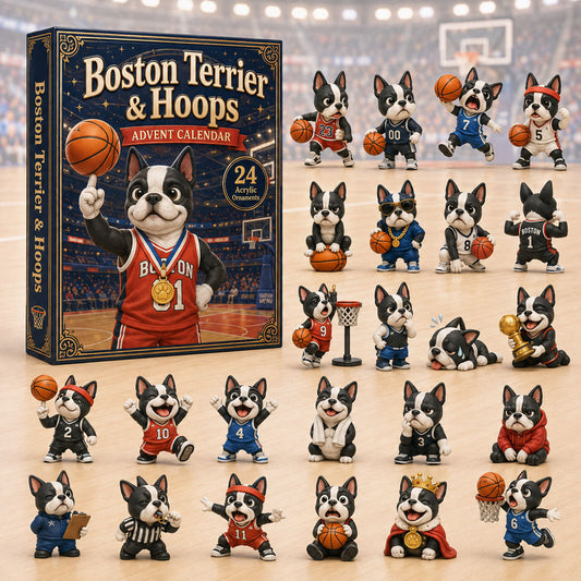 Boston Terrier Hoops Advent Calendar 2026 - 24-Day Festive Countdown