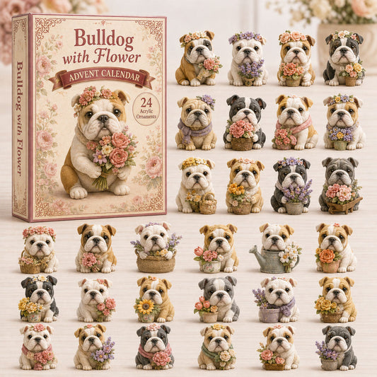 Bulldog With Flower Advent Calendar 2026 - 24-Day Festive Countdown
