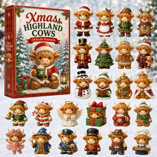 Xmas Highland Cow Crew Advent Calendar 2026 - 24-Day Festive Countdown