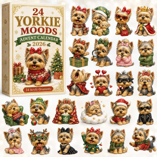 24 Yorkie Moods Advent Calendar 2026 - 24-Day Festive Countdown