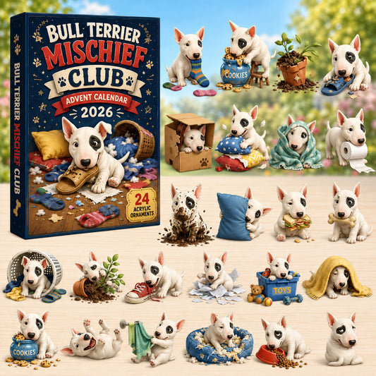Bull Terrier Mischief Club Advent Calendar 2026 - 24-Day Festive Countdown