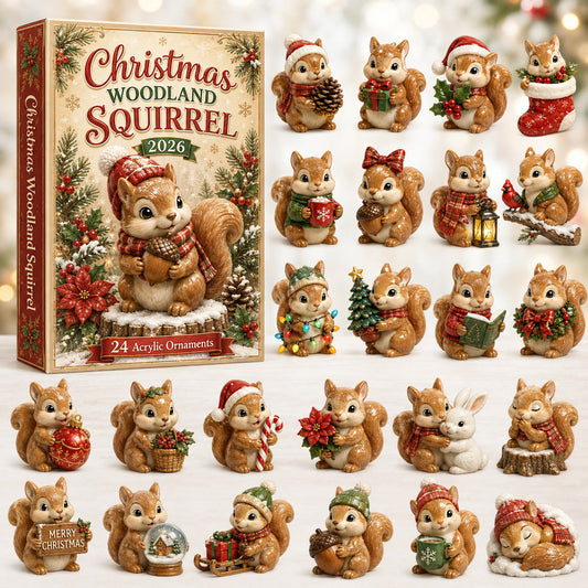 Christmas Woodland Squirrel Advent Calendar 2026 - 24-Day Festive Countdown