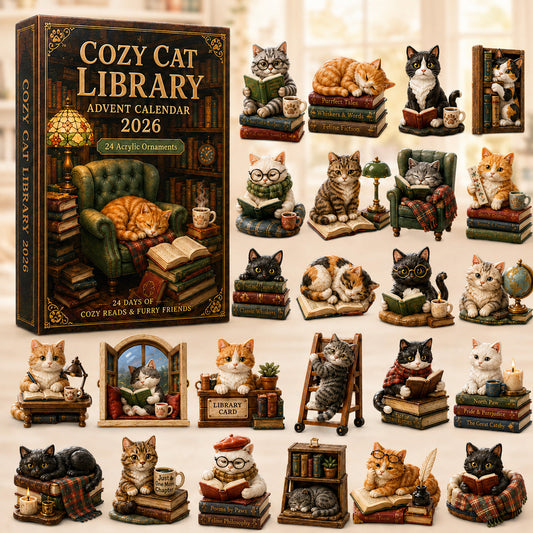 Cozy Cat Library Advent Calendar 2026 - 24-Day Festive Countdown
