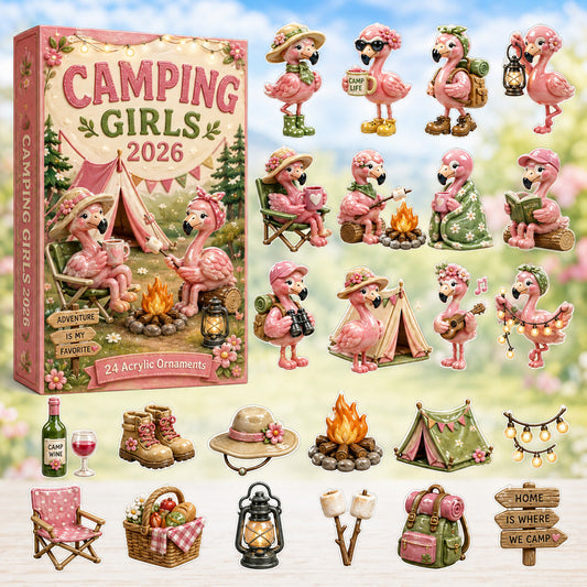 Flamingo Camping Girls Advent Calendar 2026 - 24-Day Festive Countdown