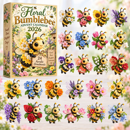 Floral Bumblebee Advent Calendar 2026 - 24-Day Festive Countdown
