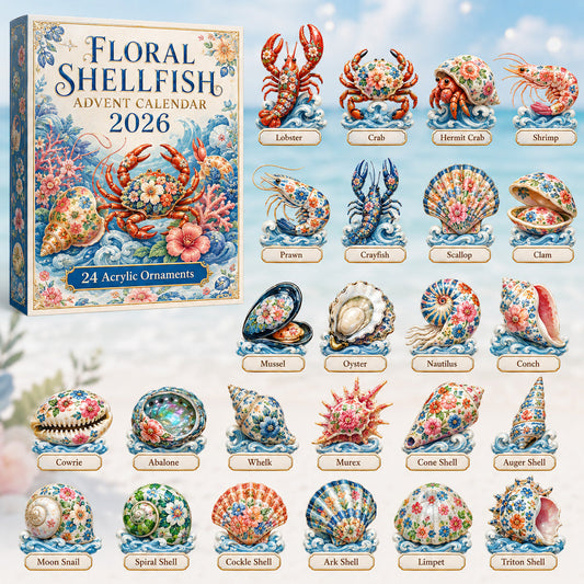 Floral Shellfish Advent Calendar 2026 - 24-Day Festive Countdown