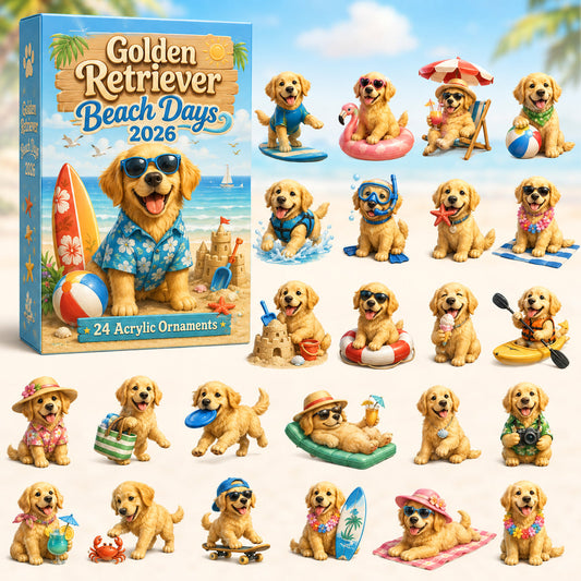 Golden Retriever Beach Days Advent Calendar 2026 - 24-Day Festive Countdown