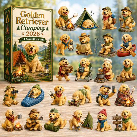 Golden Retriever Camping Advent Calendar 2026 - 24-Day Festive Countdown